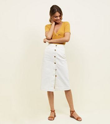 White denim hot sale skirt new look