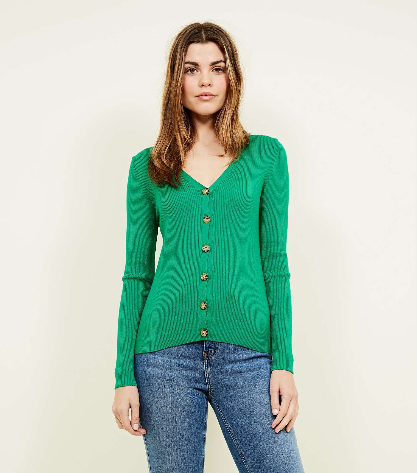 Green Button Front Cardigan