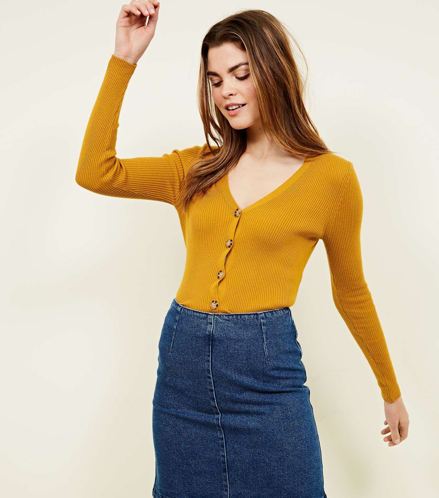 Yellow Button Front Cardigan