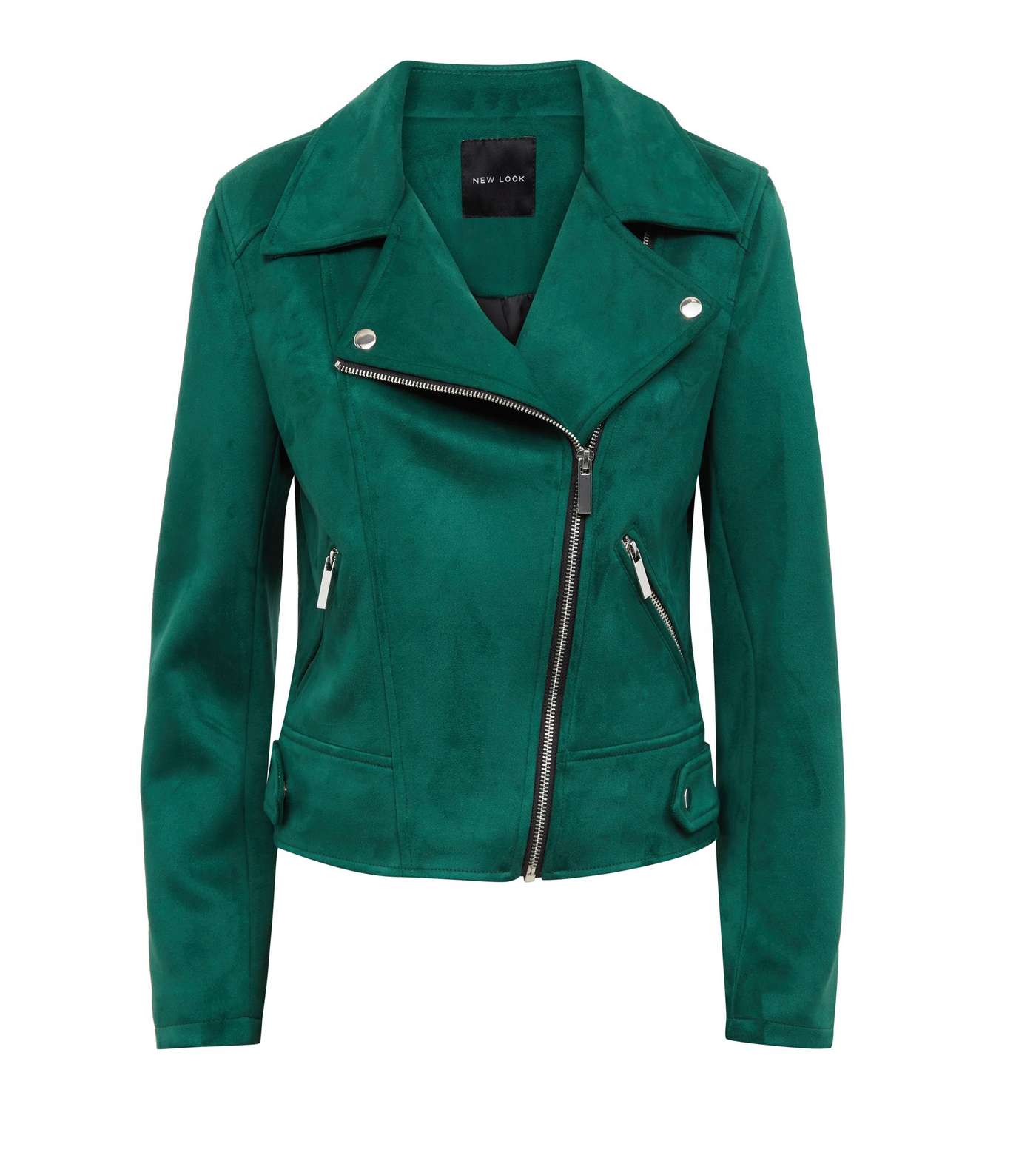 Green Suedette Biker Jacket  Image 4