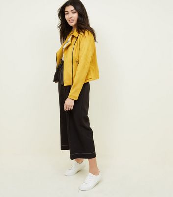 Mustard biker clearance jacket new look