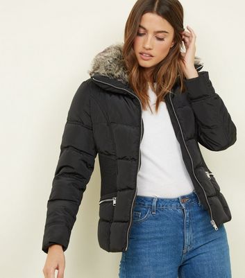 puffer coat with fur collar
