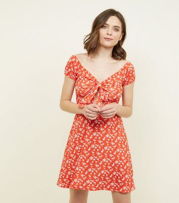 new look red ditsy floral dress