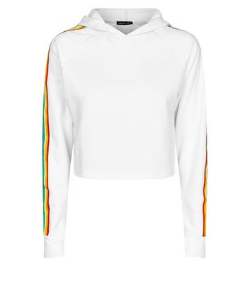 White hot sale rainbow hoodie