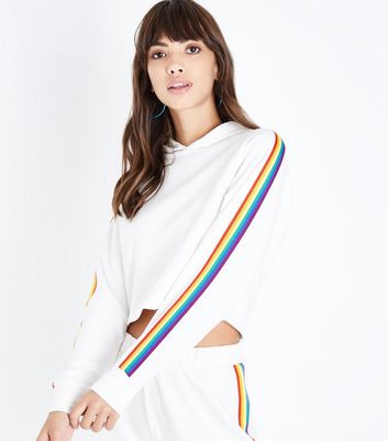 Striped sleeve crop outlet hoodie