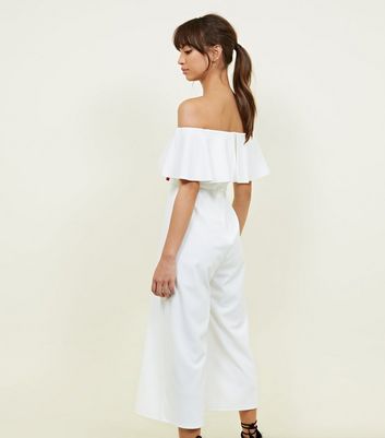 white jumpsuit bardot