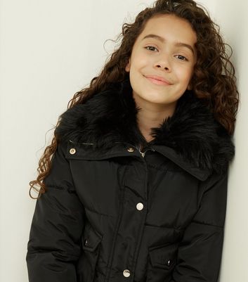 Faux Fur Trim Short Puffer Coat 