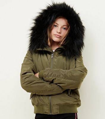 girls jacket with fur hood