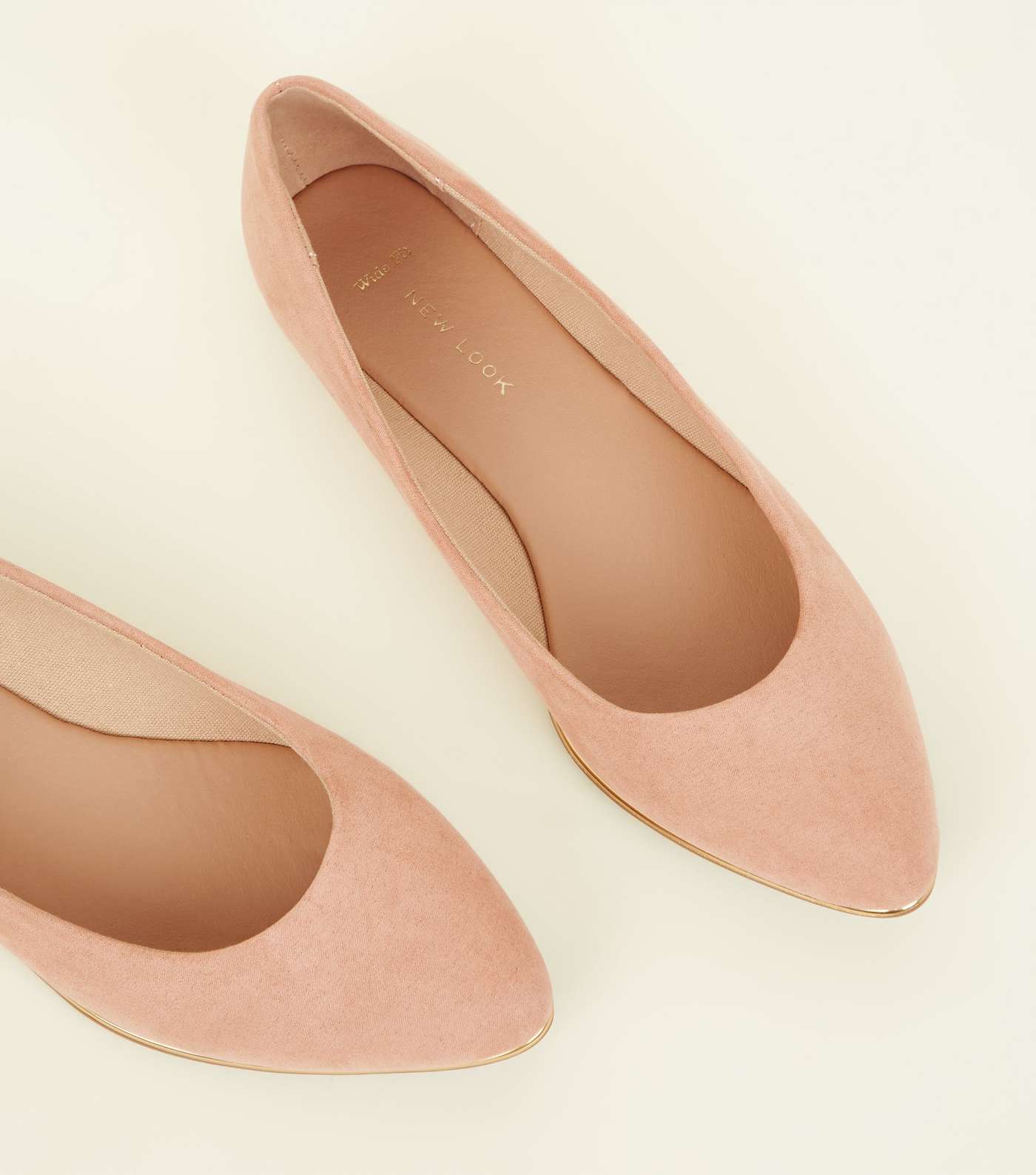 Wide Fit Nude Suedette Piped Edge Ballet Pumps Image 4