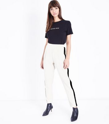 trousers with white side stripe