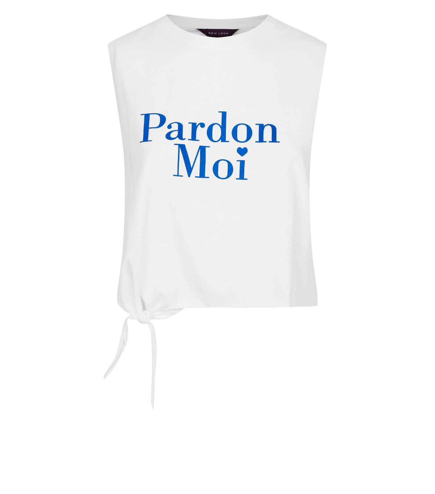 White Pardon Moi Slogan Tie Side Tank Top Image 4