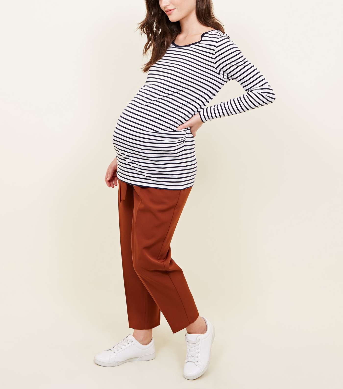 Maternity Brown Tie Waist Trousers