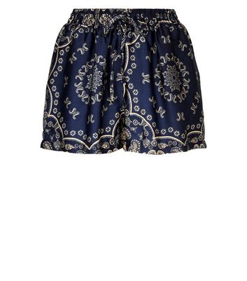 Blue Scarf Print Runner Shorts | New Look