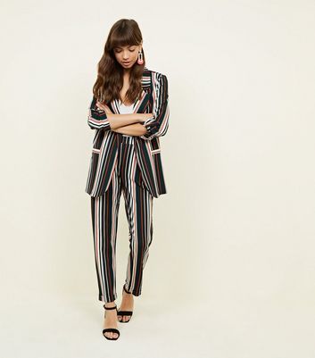 New Look Petite side stripe piping pull on pants in black | ASOS