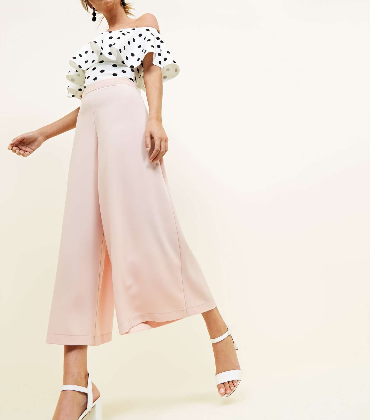 Pale Pink Cropped Wide Leg Trousers Image 5