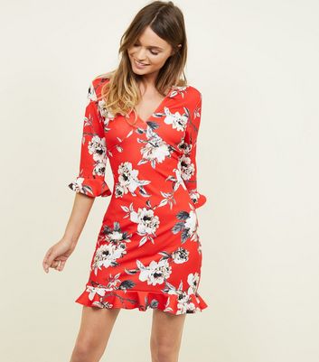new look red floral dress