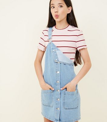 denim pinafore dress with buttons