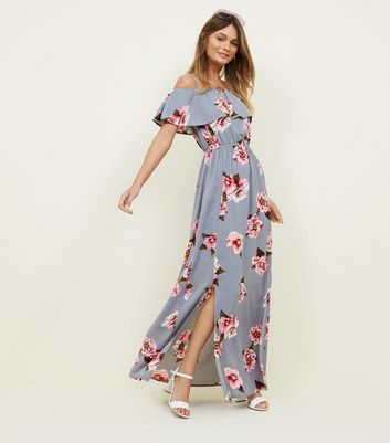 new look grey floral dress