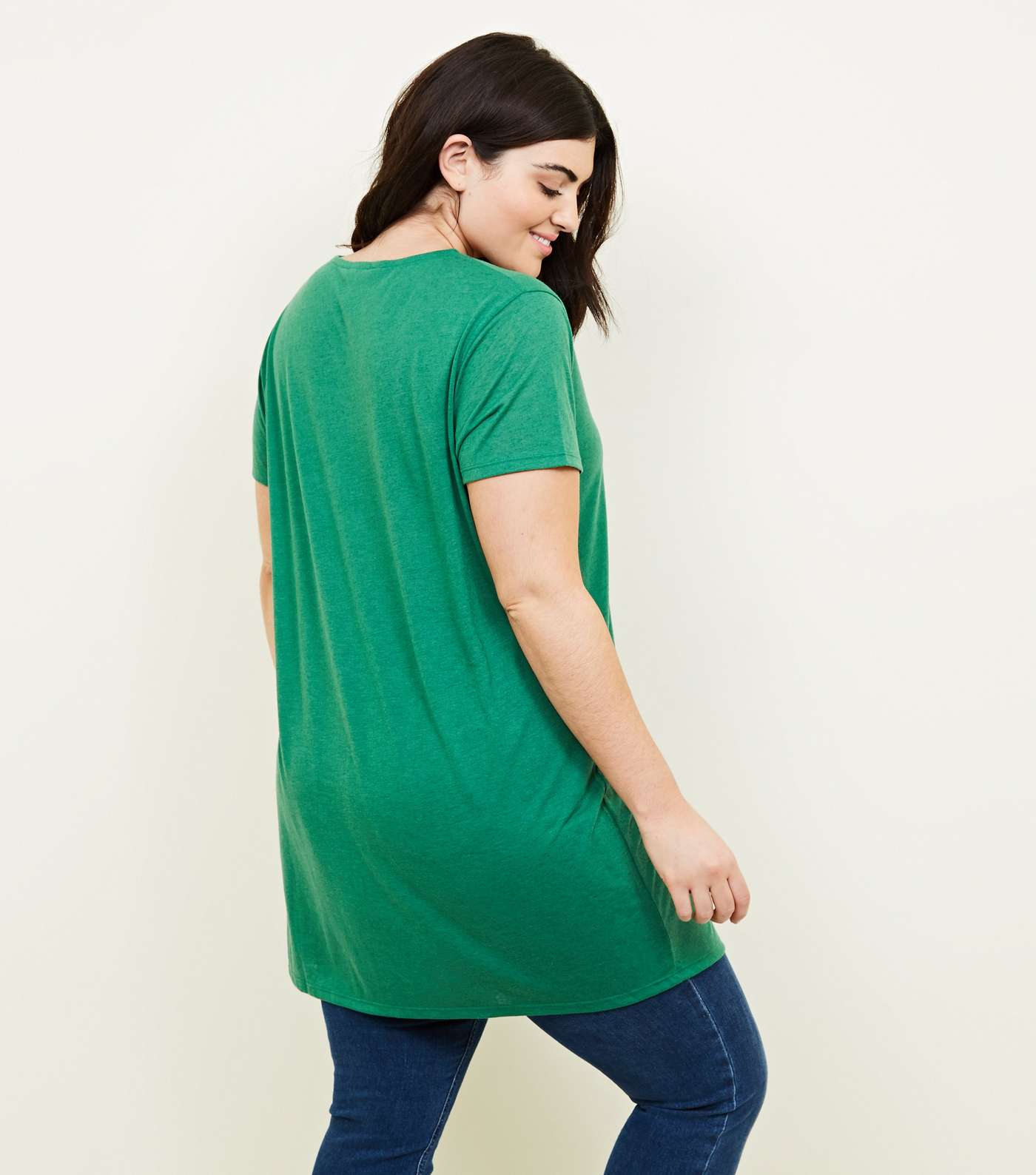 Curves Green Textured Oversized T-Shirt Image 3