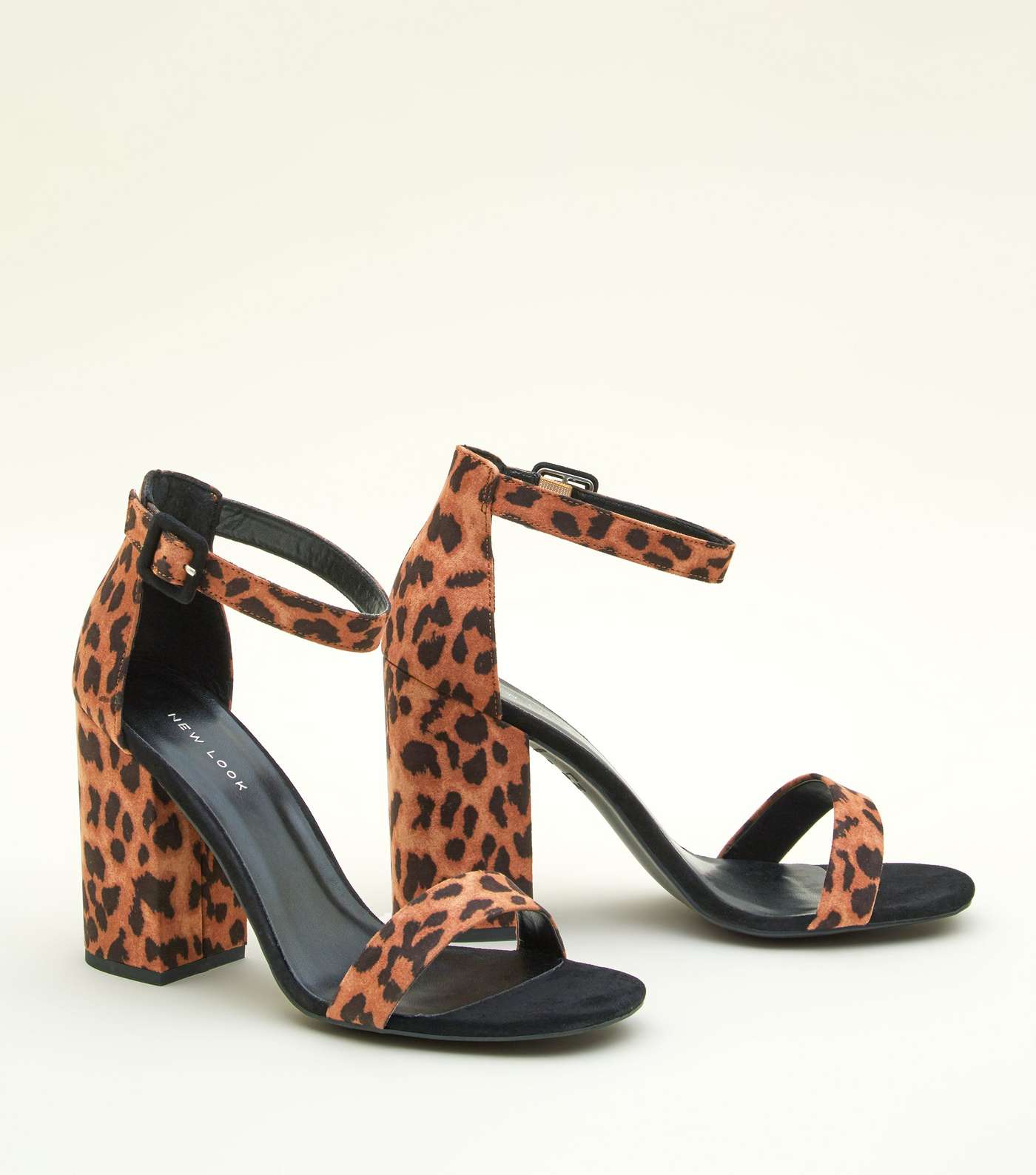 Stone Leopard Print Block Heel Sandals Image 3