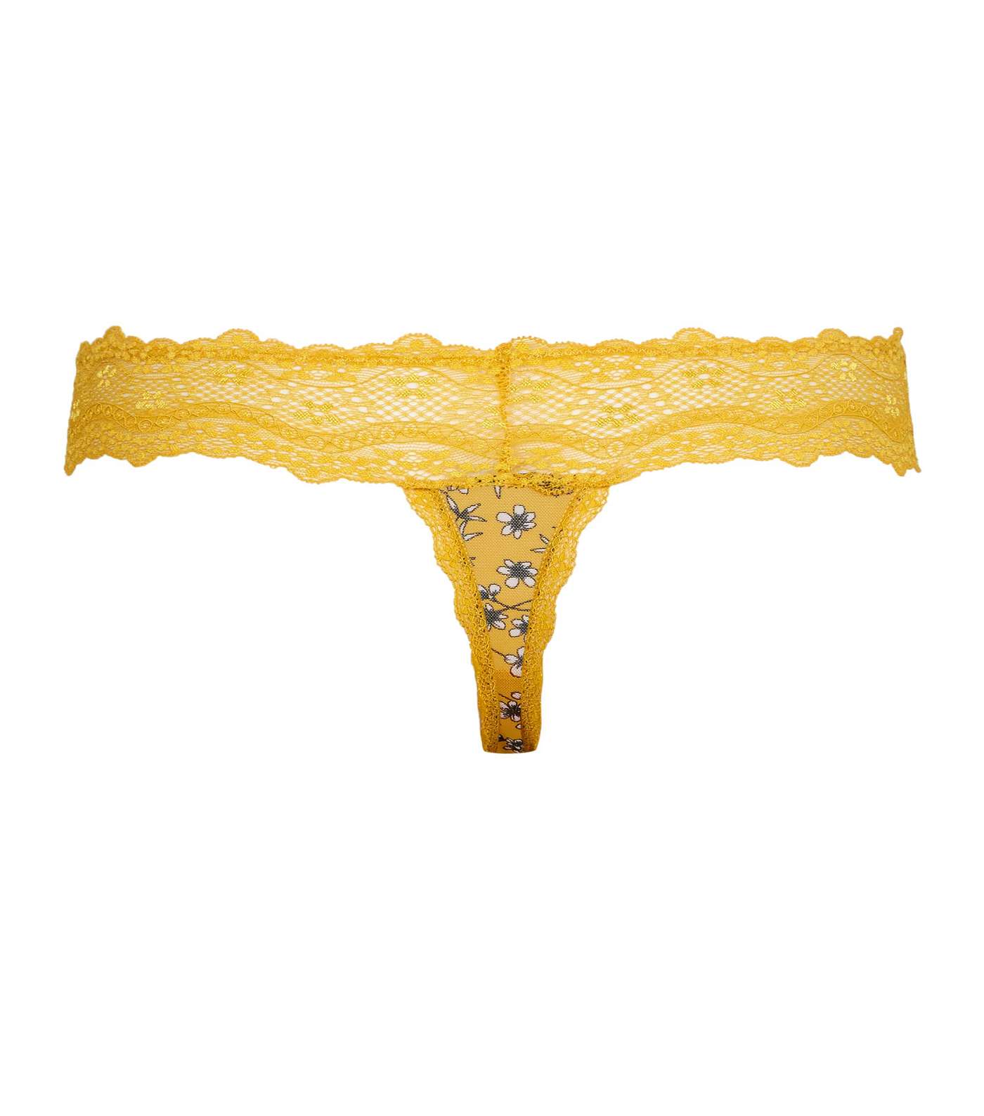 Mustard Floral Lace Waist Thong  Image 4