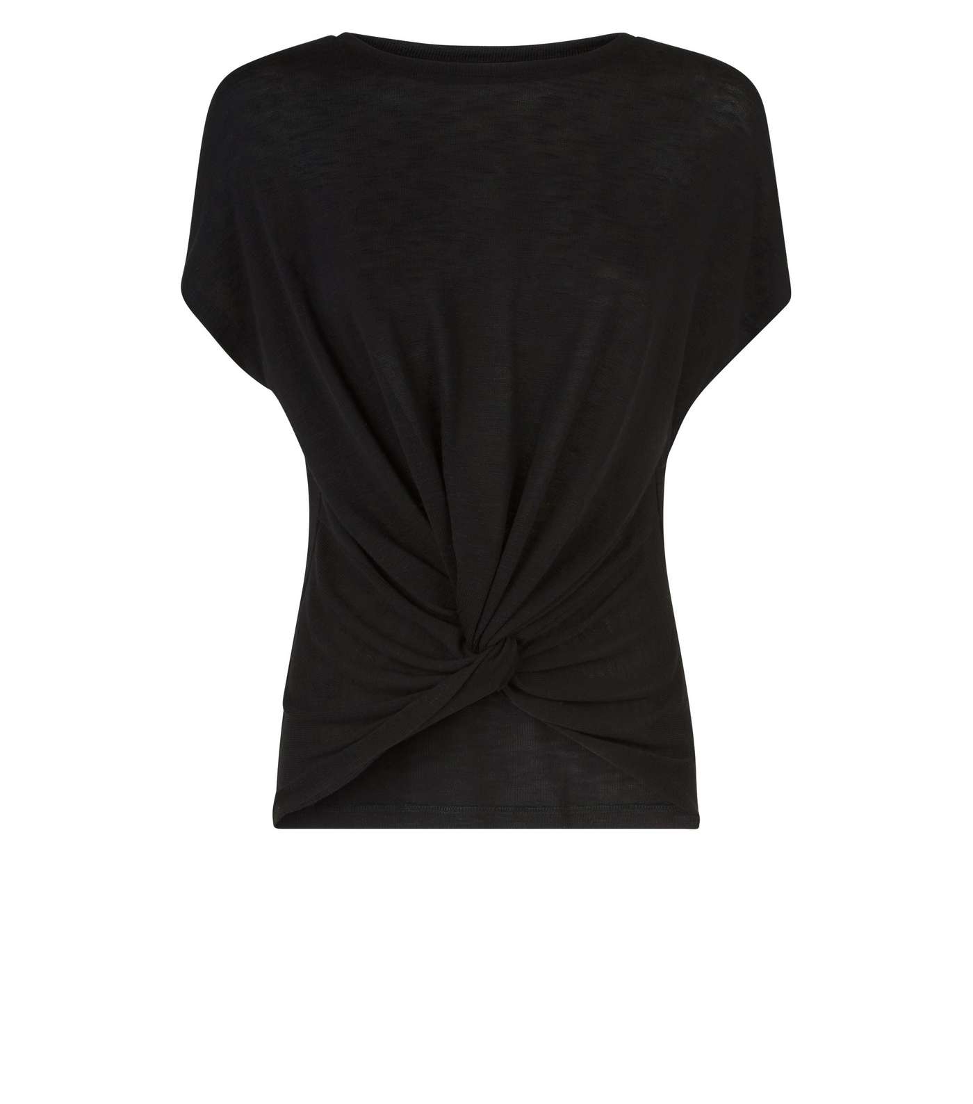 Black Twist Front Fine Knit T-Shirt Image 4