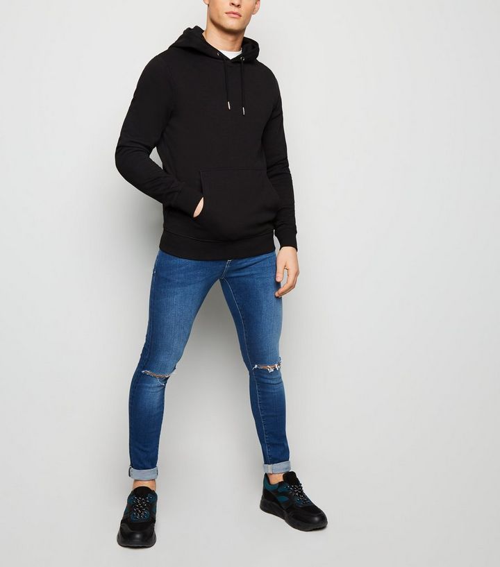 Black Pocket Front Hoodie New Look