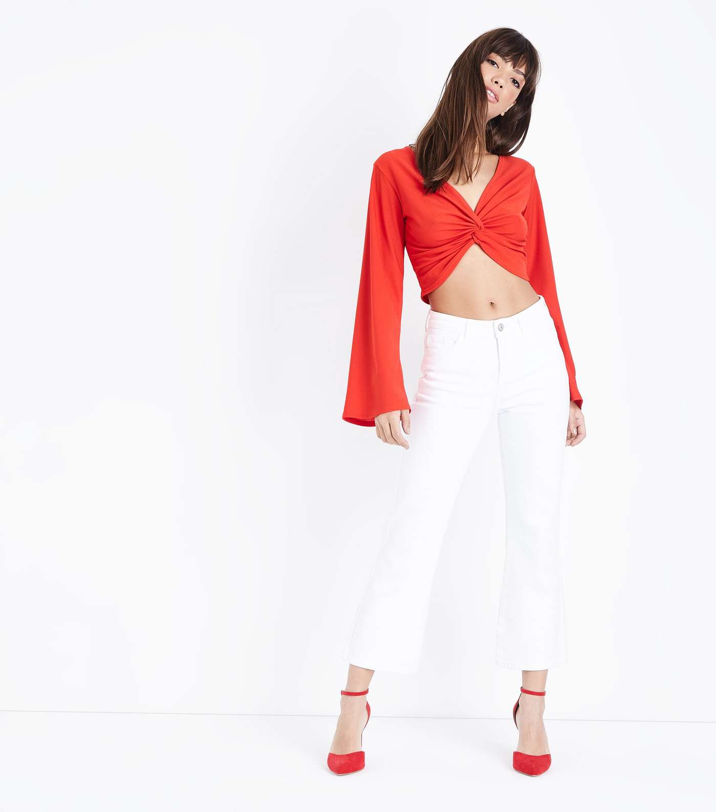 Cameo Rose Red Twist Front Crop Top  Image 2