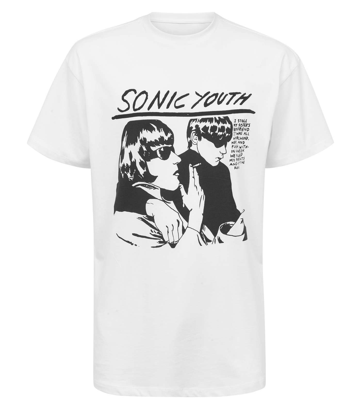 White Sonic Youth Slogan T-Shirt Image 4