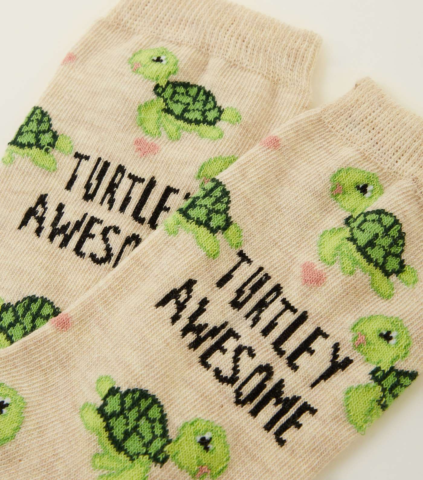 Cream Turtley Awesome Slogan Socks Image 3