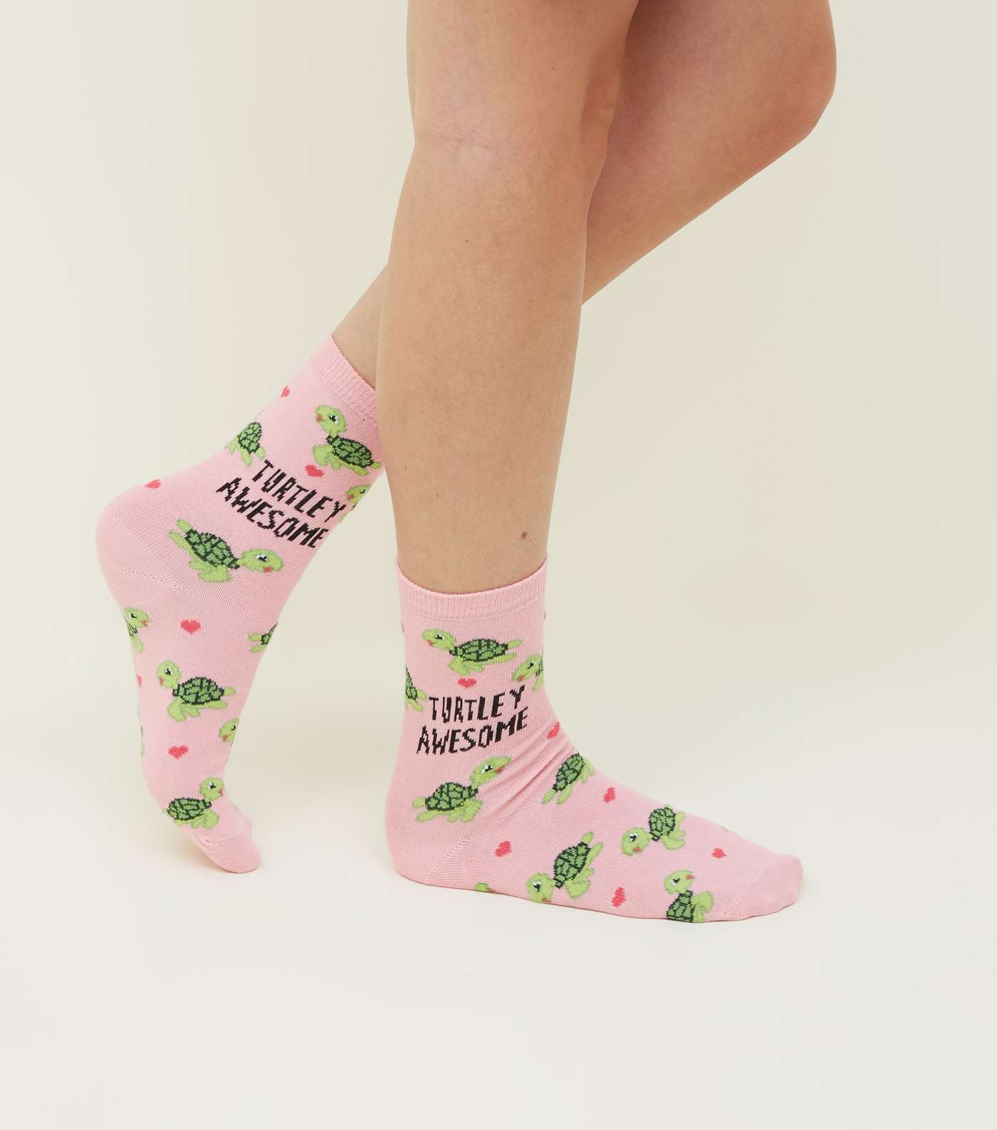 Pink Turtley Awesome Slogan Socks Image 2