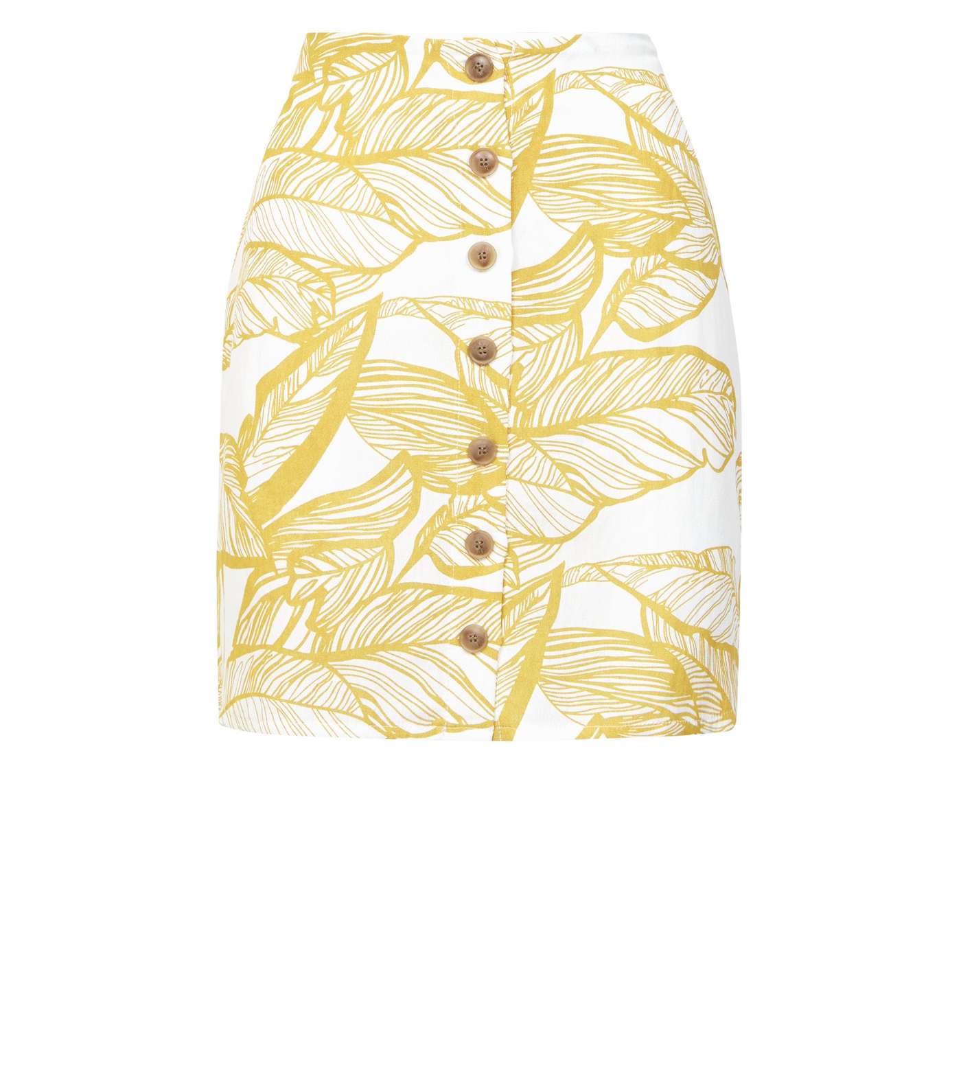 Parisian Yellow Leaf Print Button Front Skirt  Image 4