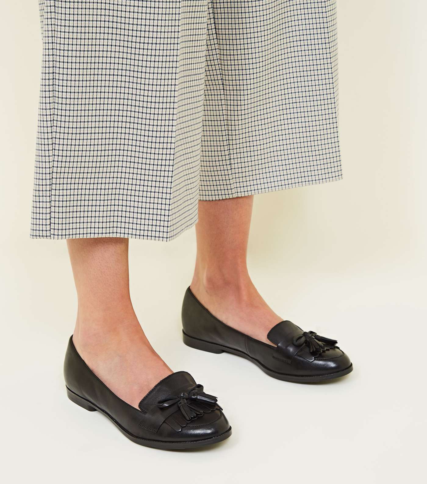 Black Bow Front Leather Loafers  Image 2