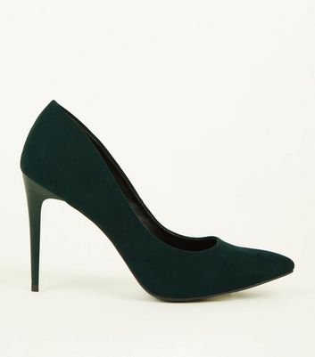 dark green heeled shoes