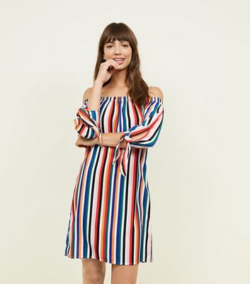 striped bardot dress