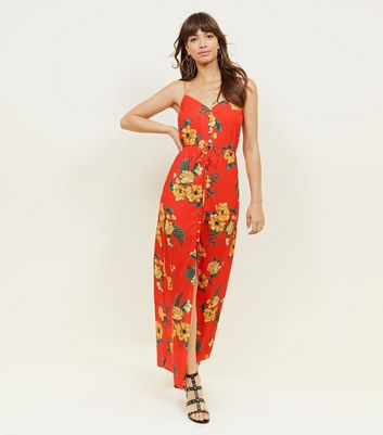 new look red floral dress