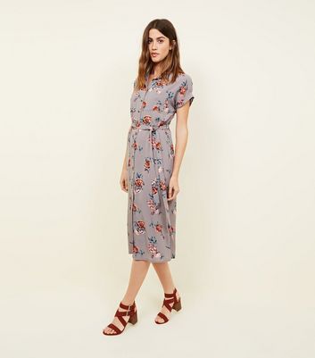 new look grey floral dress