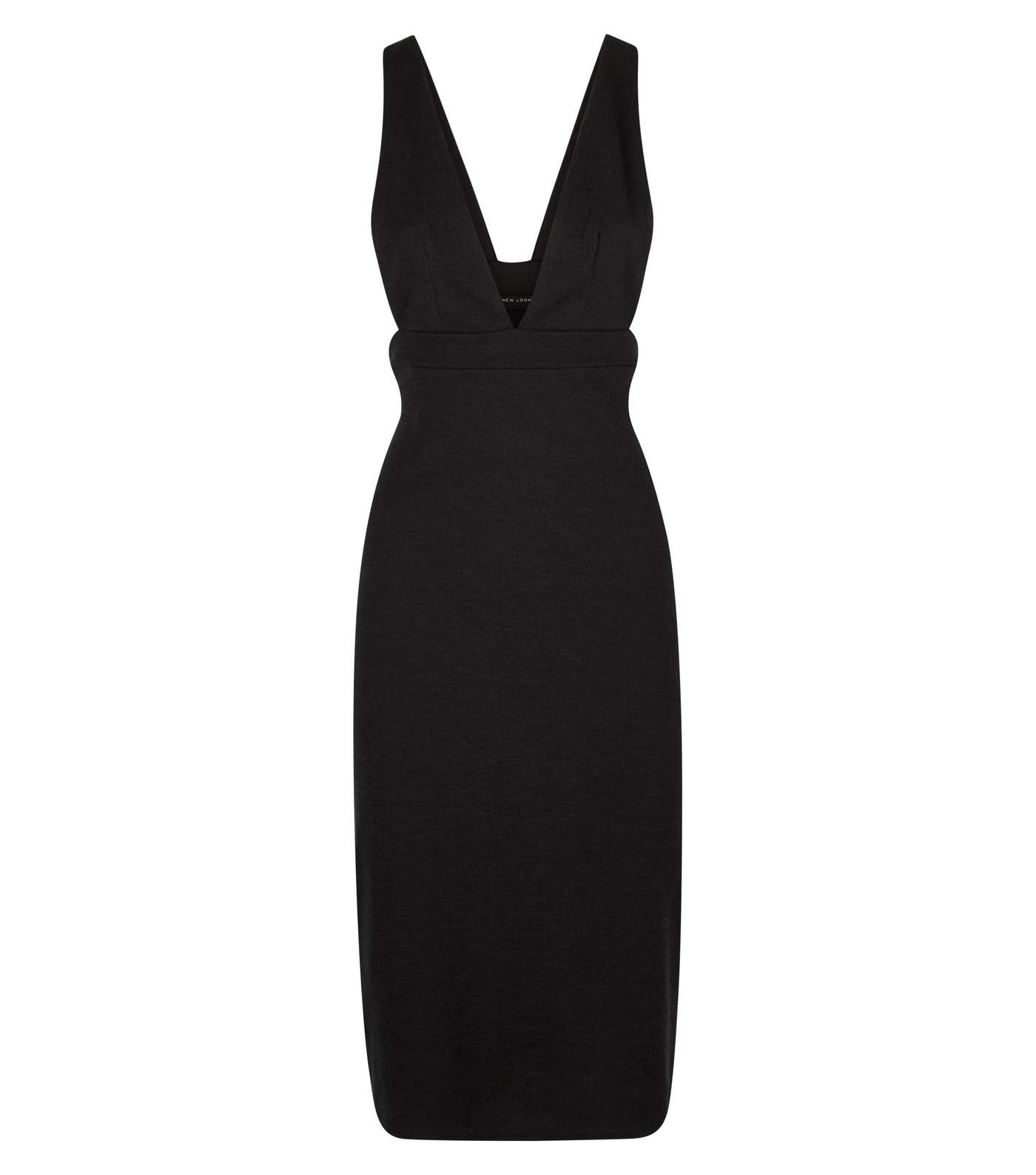 Black V Neck Midi Pinafore Dress Image 3