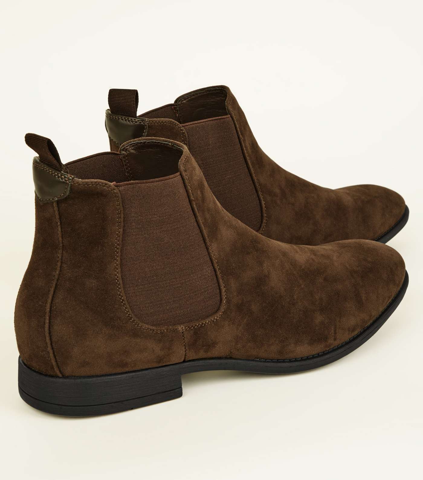 Dark Brown Faux Suede Chelsea Boots Image 3