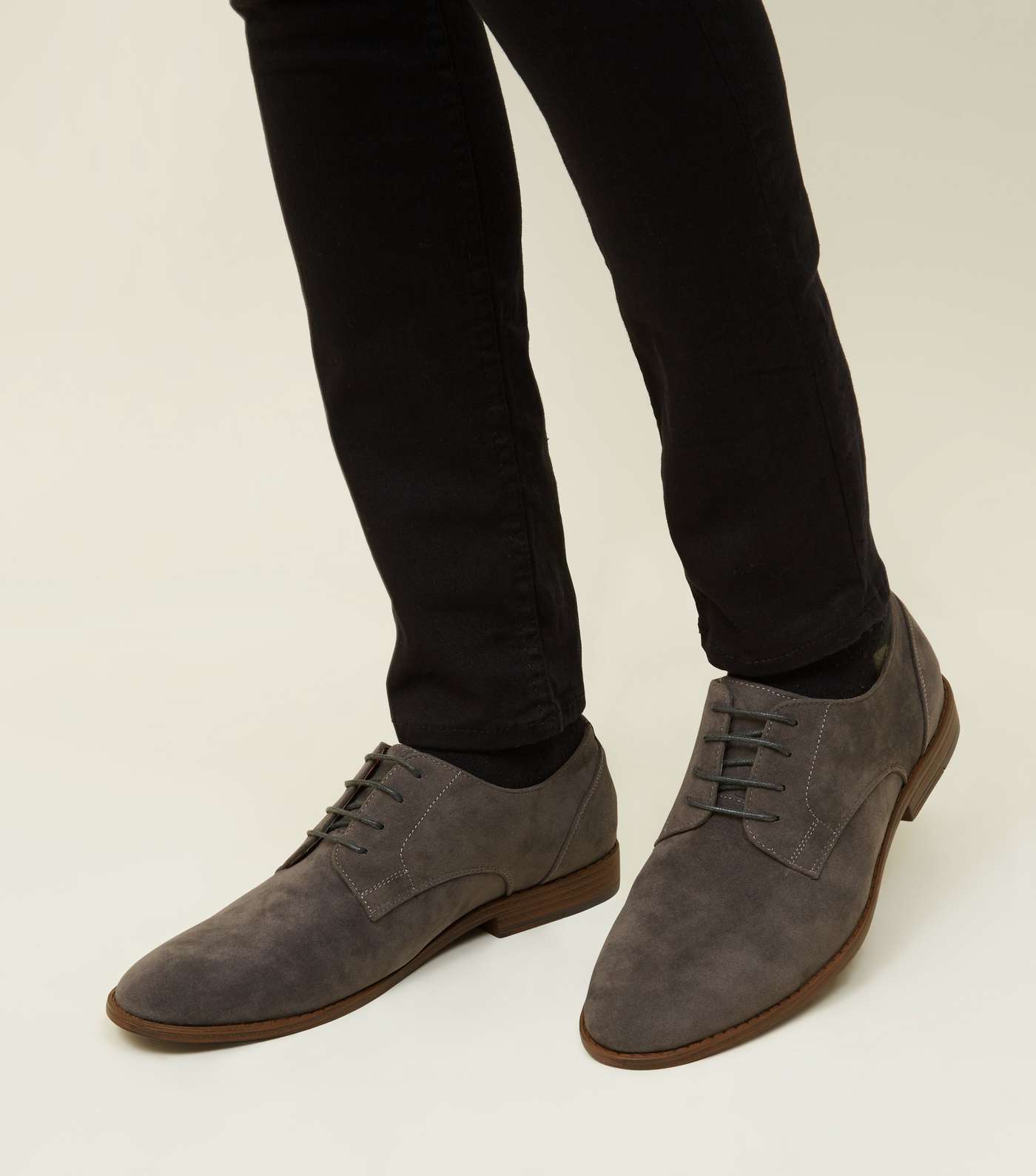 Dark Grey Faux Suede Lace-Up Desert Shoes
