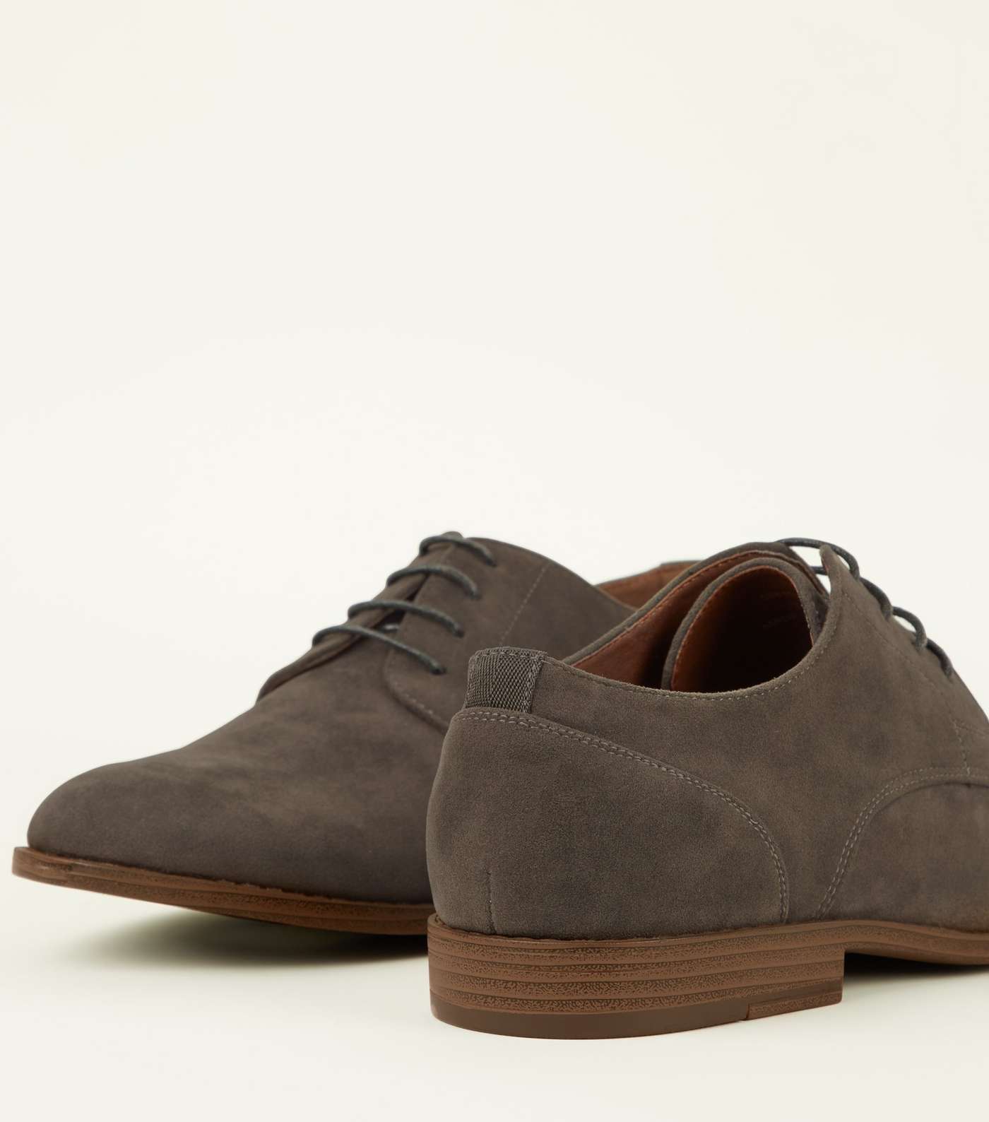 Dark Grey Faux Suede Lace-Up Desert Shoes Image 3