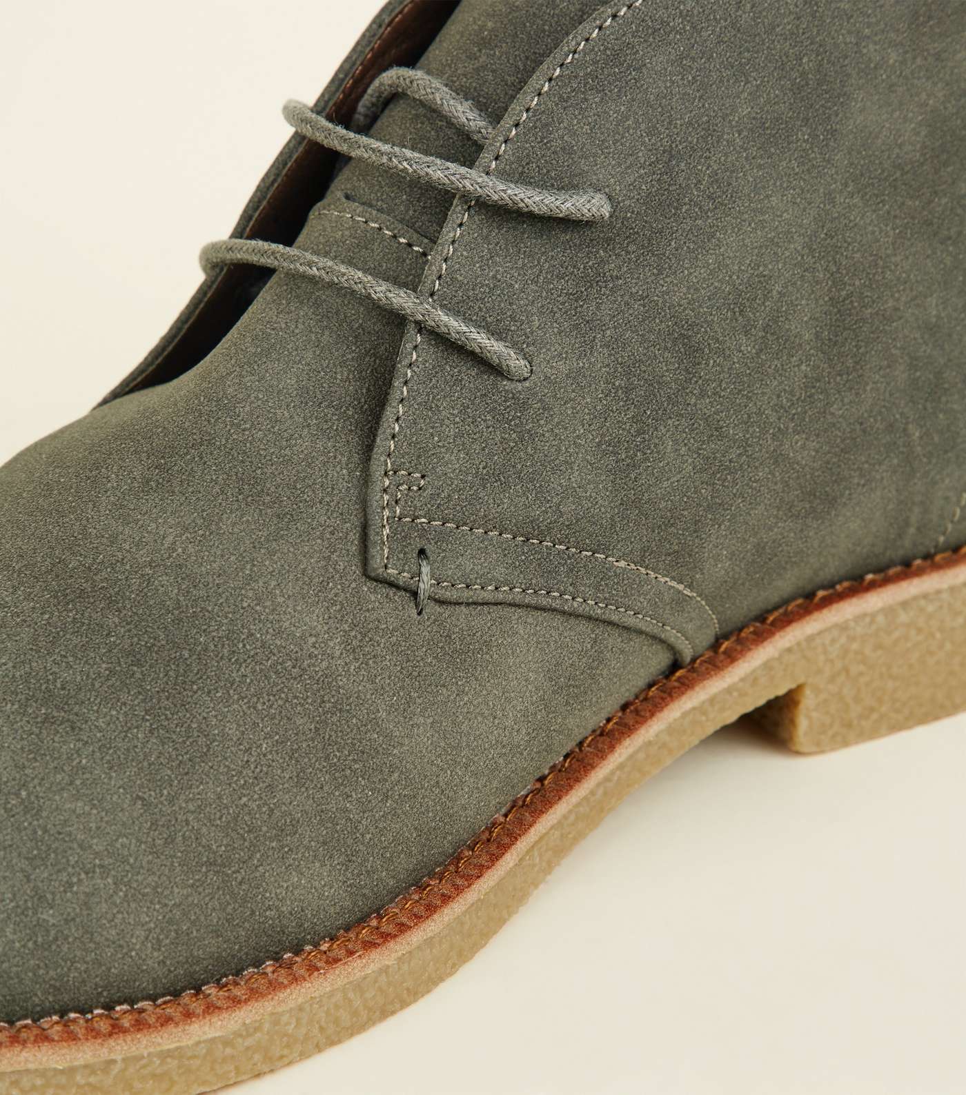 Grey Faux Suede Desert Boots Image 3