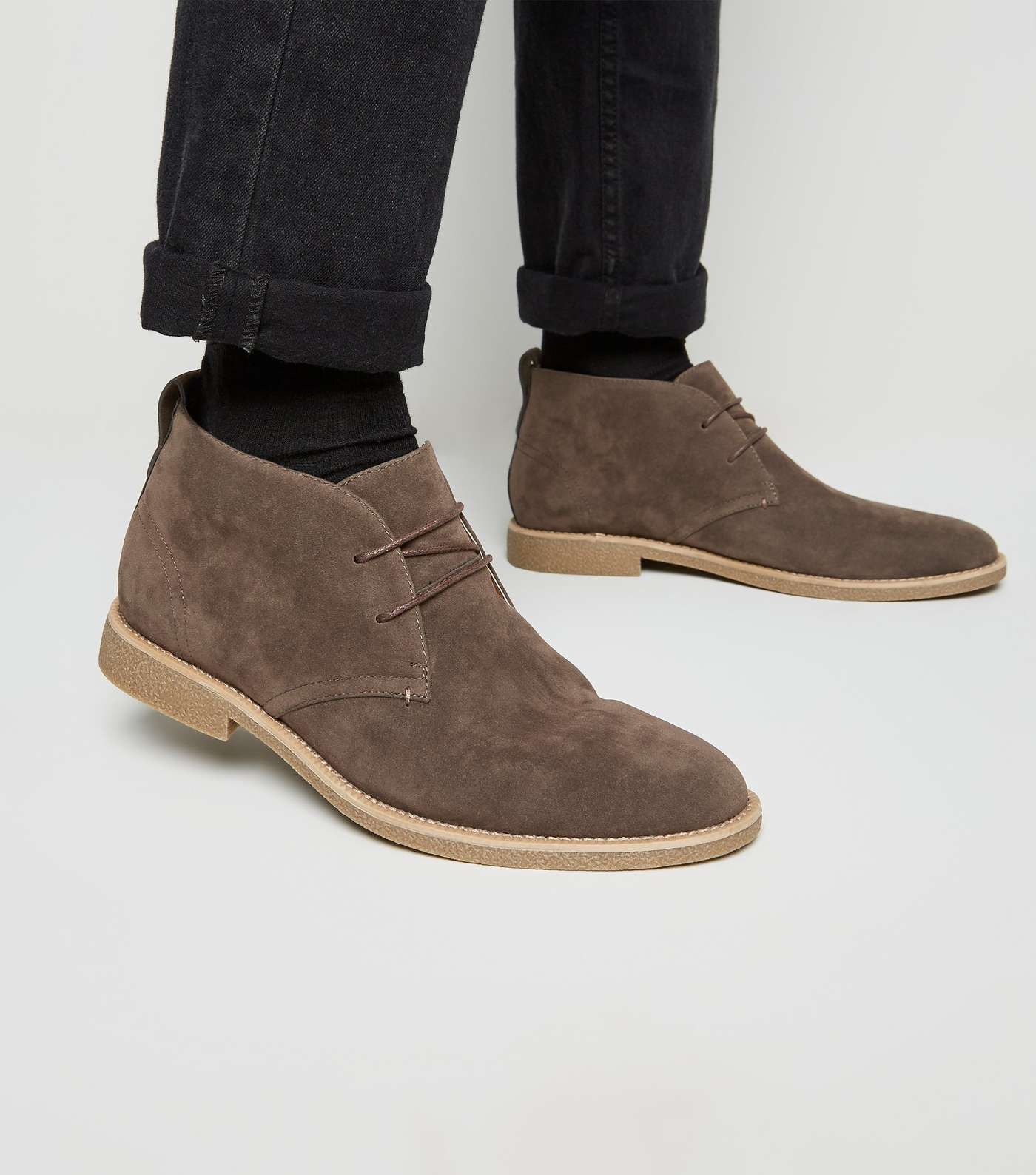 Light Brown Faux Suede Desert Boots