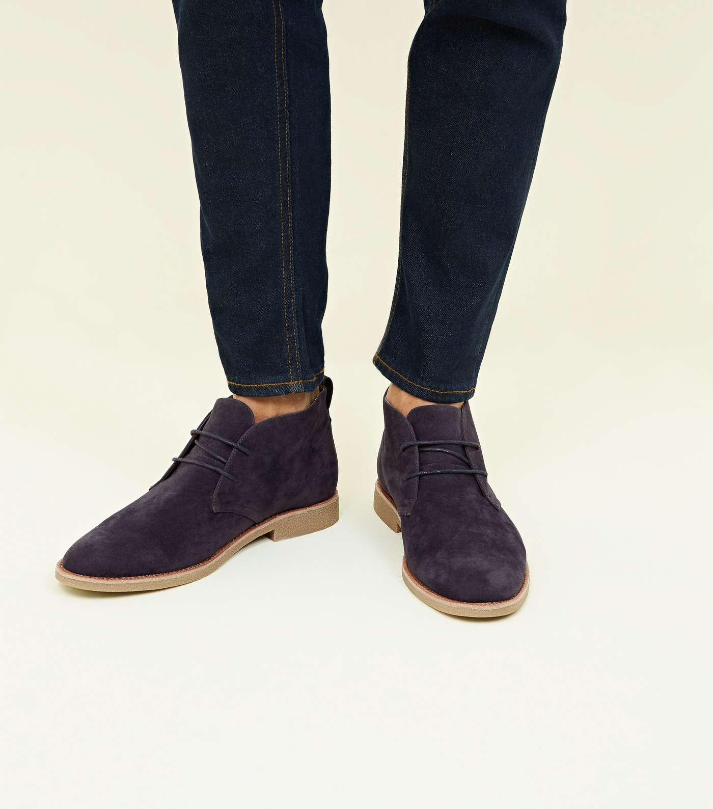 Navy Faux Suede Desert Boots
