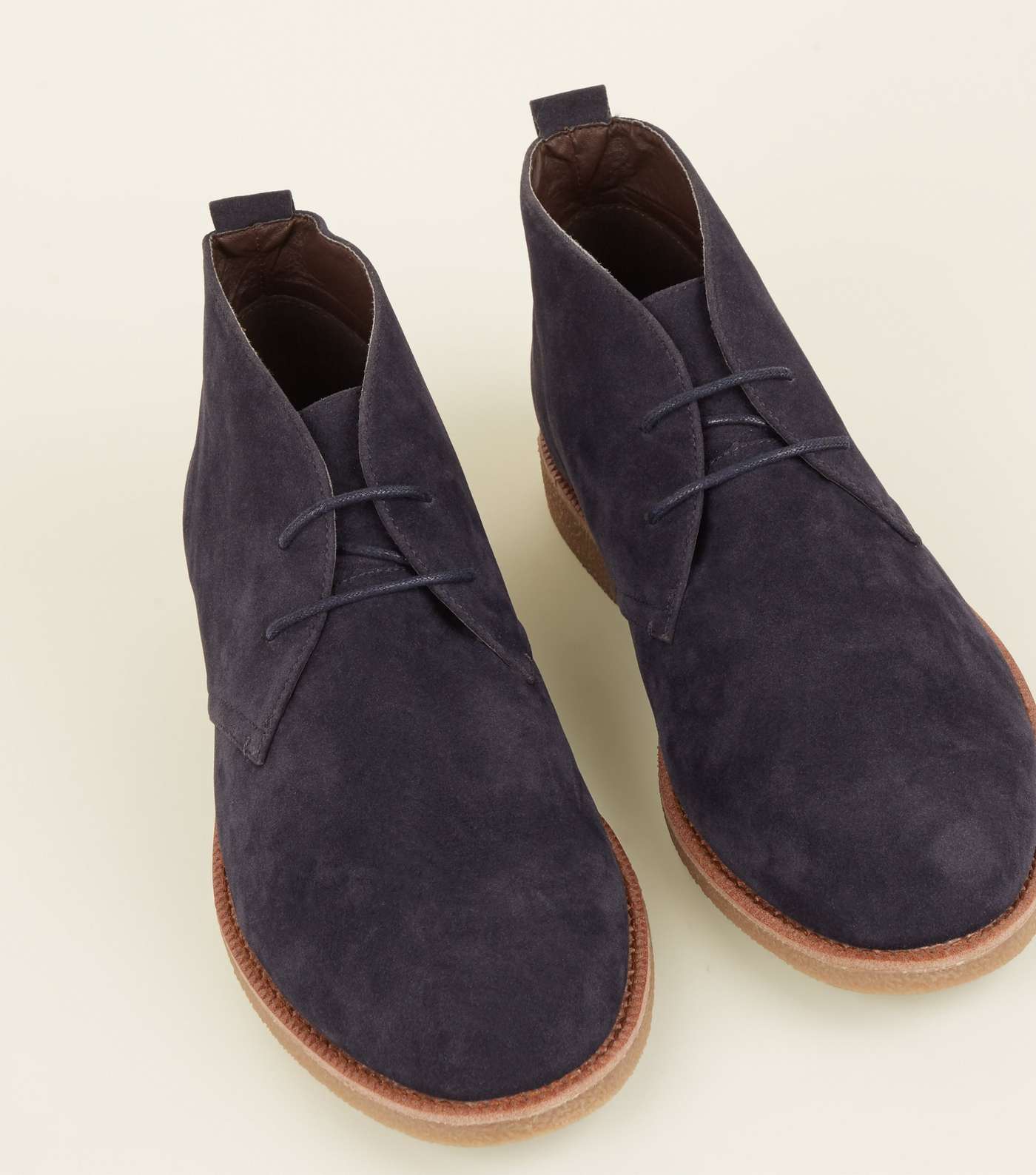 Navy Faux Suede Desert Boots Image 3