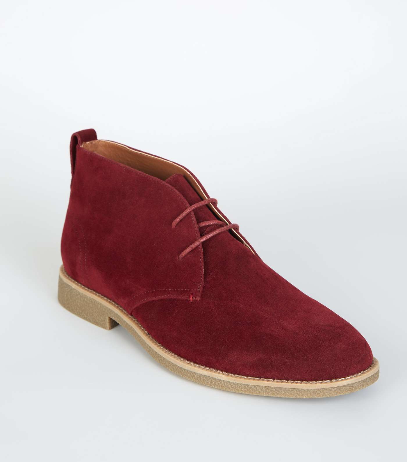 Dark Red Faux Suede Desert Boots Image 2