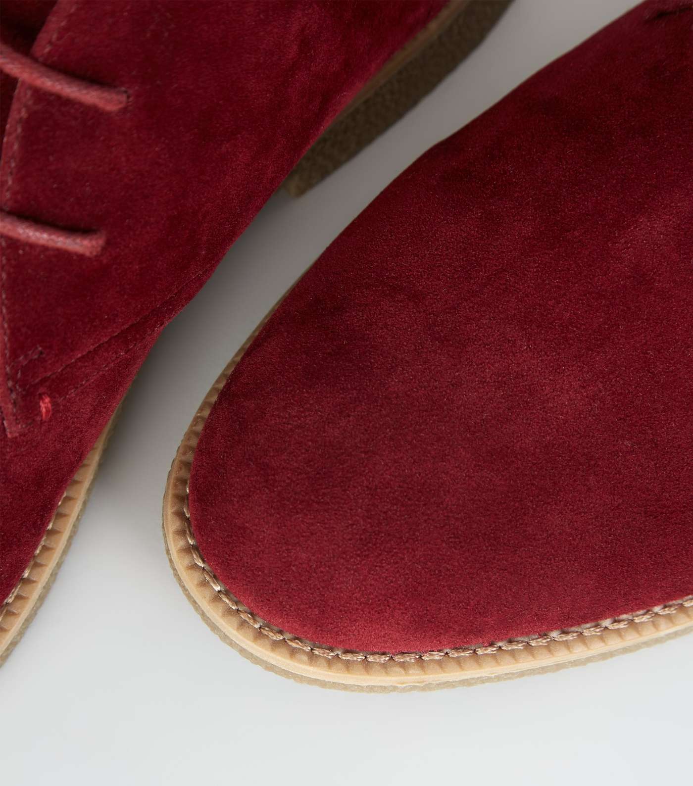 Dark Red Faux Suede Desert Boots Image 4