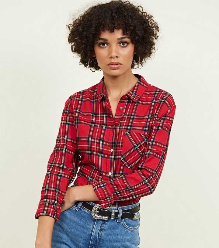 Red Check Long Sleeve Shirt | New Look