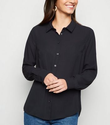 ladies black chiffon blouse