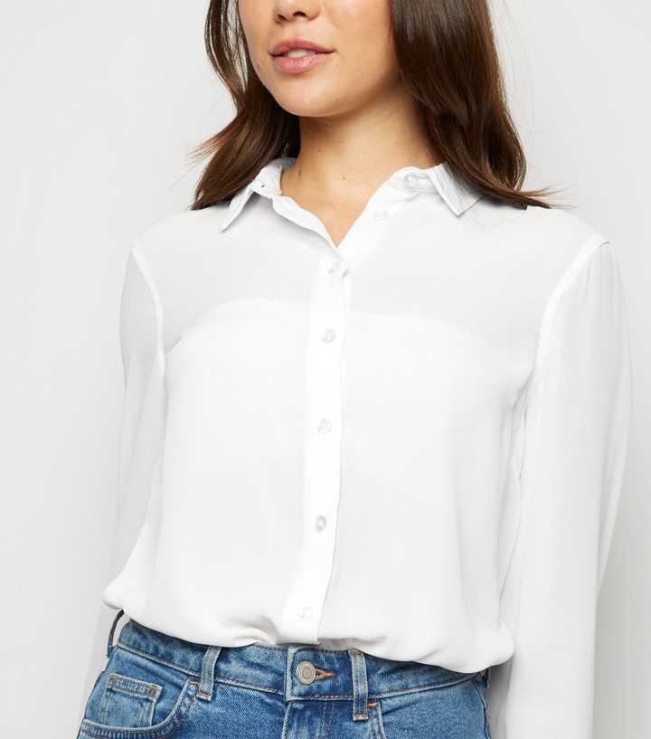 Off White Chiffon Shirt